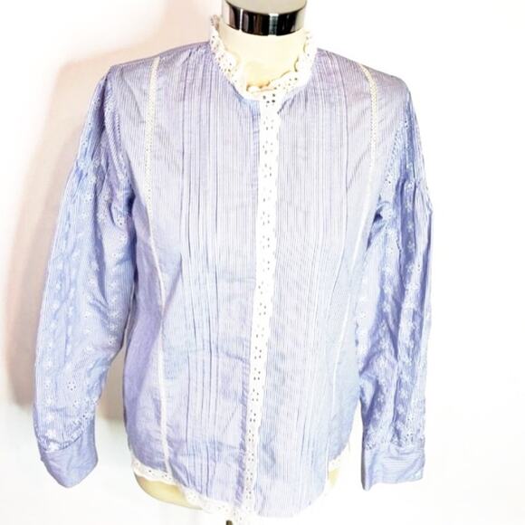 NWT Zara eyelet embroidered striped top - Picture 2 of 7